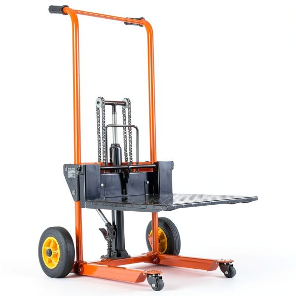 Hydraulic Material Lift VEVOR Winch Stacker 450 lbs 9″ Rubber Wheels-8
