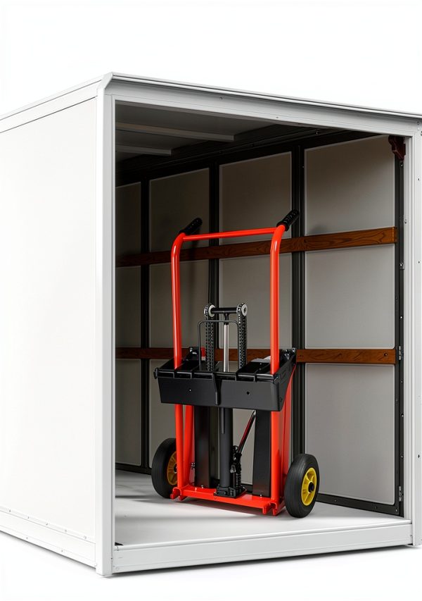 VEVOR Hydraulic Material Lift, Foldable Winch Stacker 450 lbs 35.8’’ Max Lifting Height with 9’’ Thick Rubber Wheels, 2 Swivel Front Wheels, Removable Steel Platform Board, Adjustable Forks-5