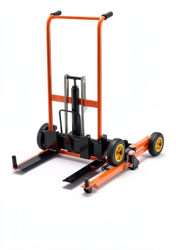 Hydraulic Material Lift VEVOR Winch Stacker 450 lbs 9″ Rubber Wheels-6