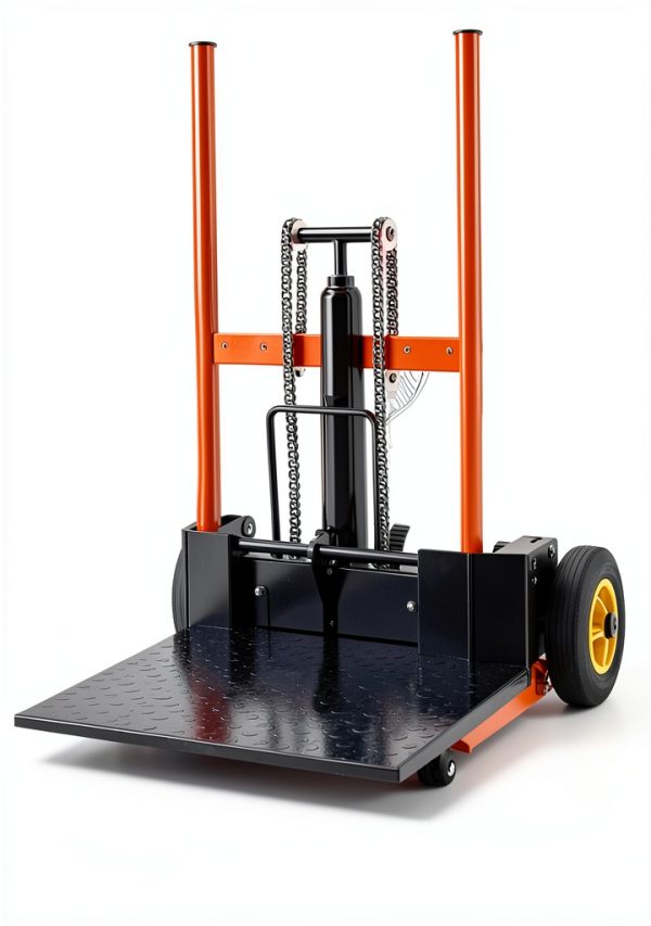 Hydraulic Material Lift VEVOR Winch Stacker 450 lbs 9″ Rubber Wheels-4
