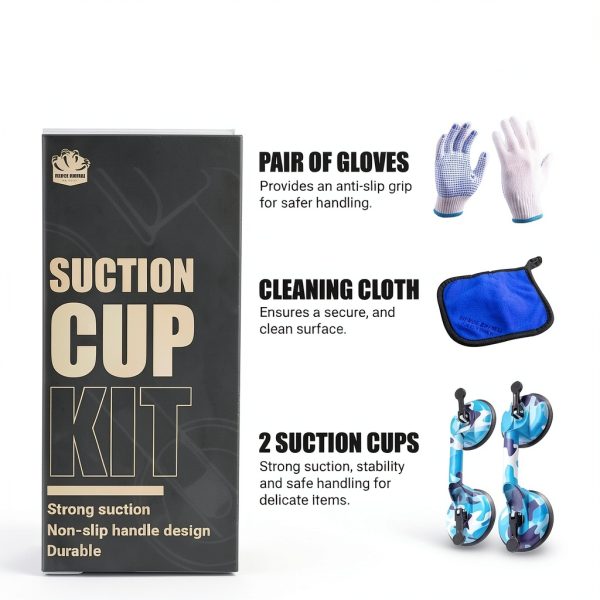 Glass Suction Cups to Lift Large Glass – Kit for Glasses, Wood, Metal, and Marble; Durable Aluminum with 242lb Capacity, Tile suction cup tool (2 Pack)-3