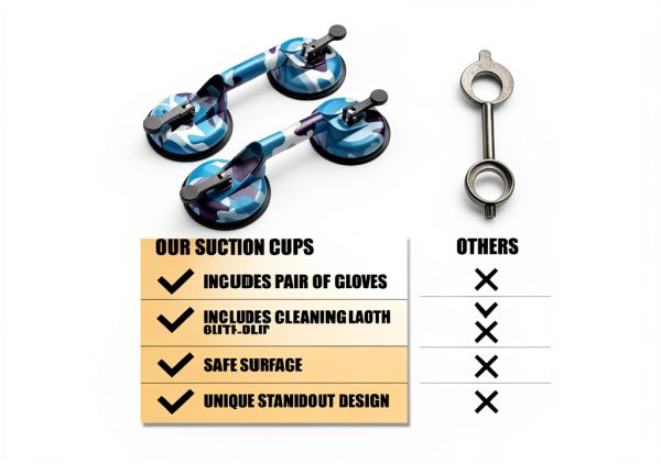 Glass Suction Cups to Lift Large Glass – Kit for Glasses, Wood, Metal, and Marble; Durable Aluminum with 242lb Capacity, Tile suction cup tool (2 Pack)-4